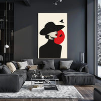 Minimalist Woman with Birds Artistic Poster PosterGoat