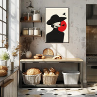 Minimalist Woman with Birds Artistic Poster PosterGoat