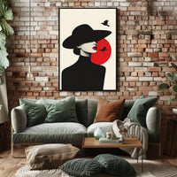 Minimalist Woman with Birds Artistic Poster PosterGoat