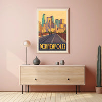 Minneapolis Skyline Retro Travel Poster PosterGoat