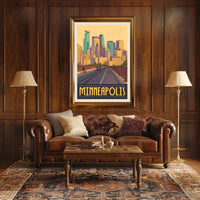 Minneapolis Skyline Retro Travel Poster PosterGoat
