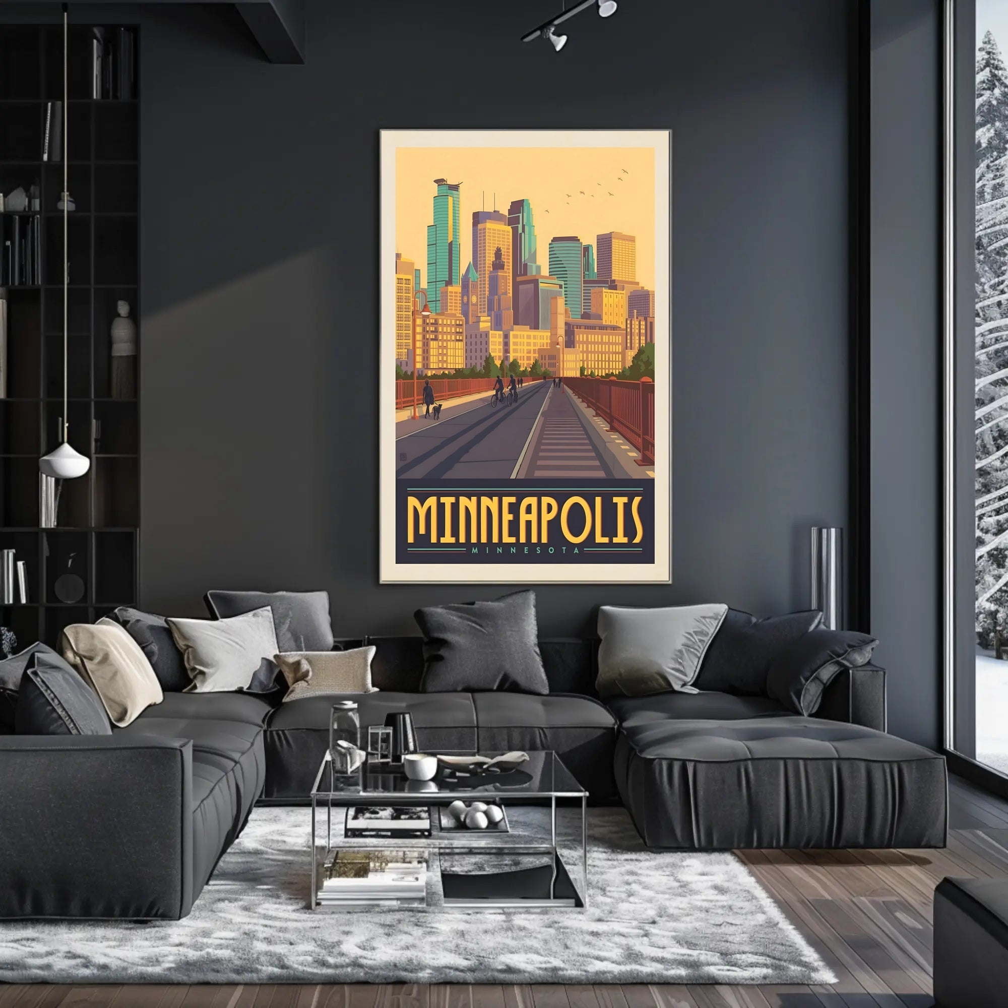 Minneapolis Skyline Retro Travel Poster PosterGoat