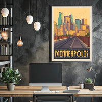 Minneapolis Skyline Retro Travel Poster PosterGoat