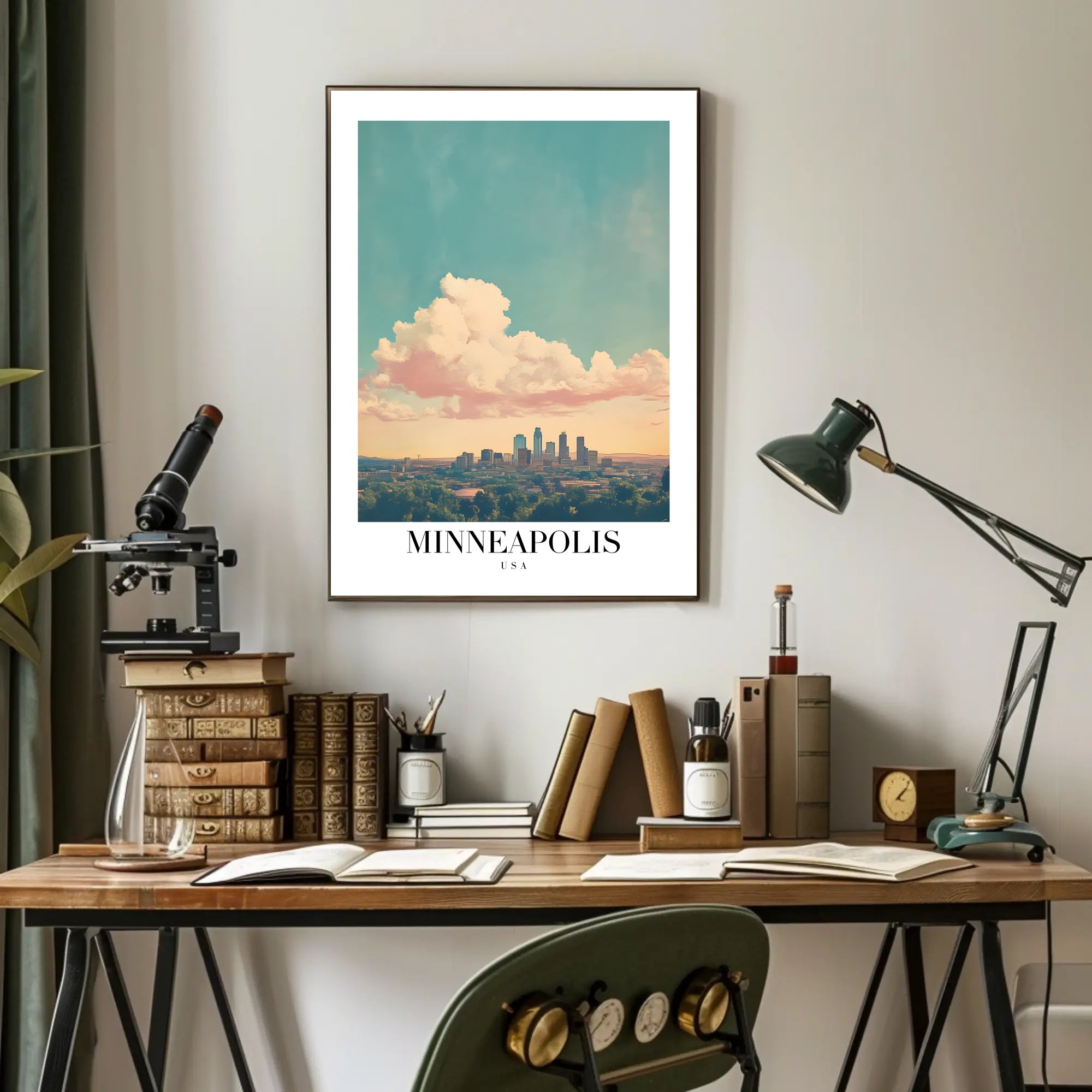 Minneapolis Skyline Tranquil Urban Cityscape Art Poster PosterGoat