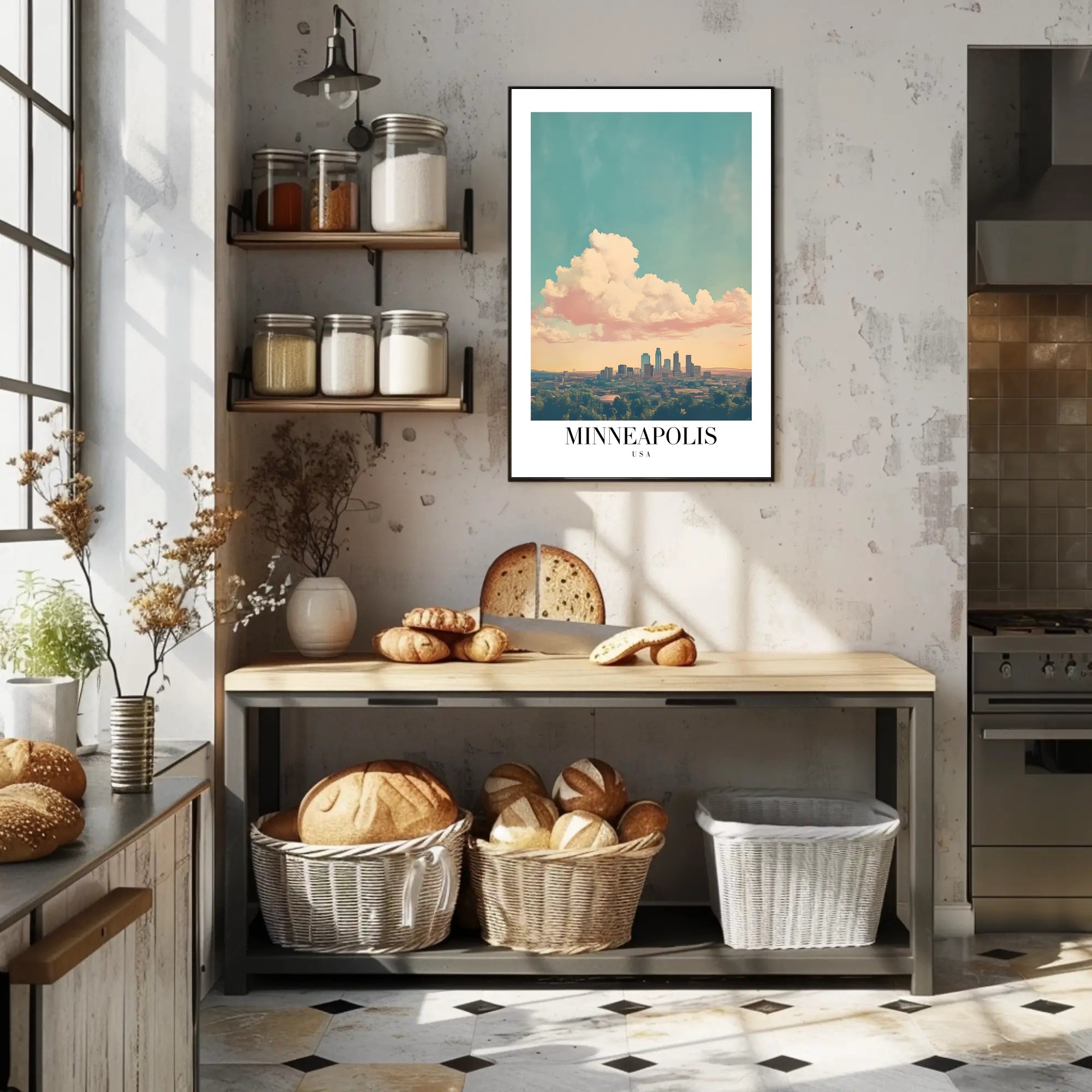 Minneapolis Skyline Tranquil Urban Cityscape Art Poster PosterGoat