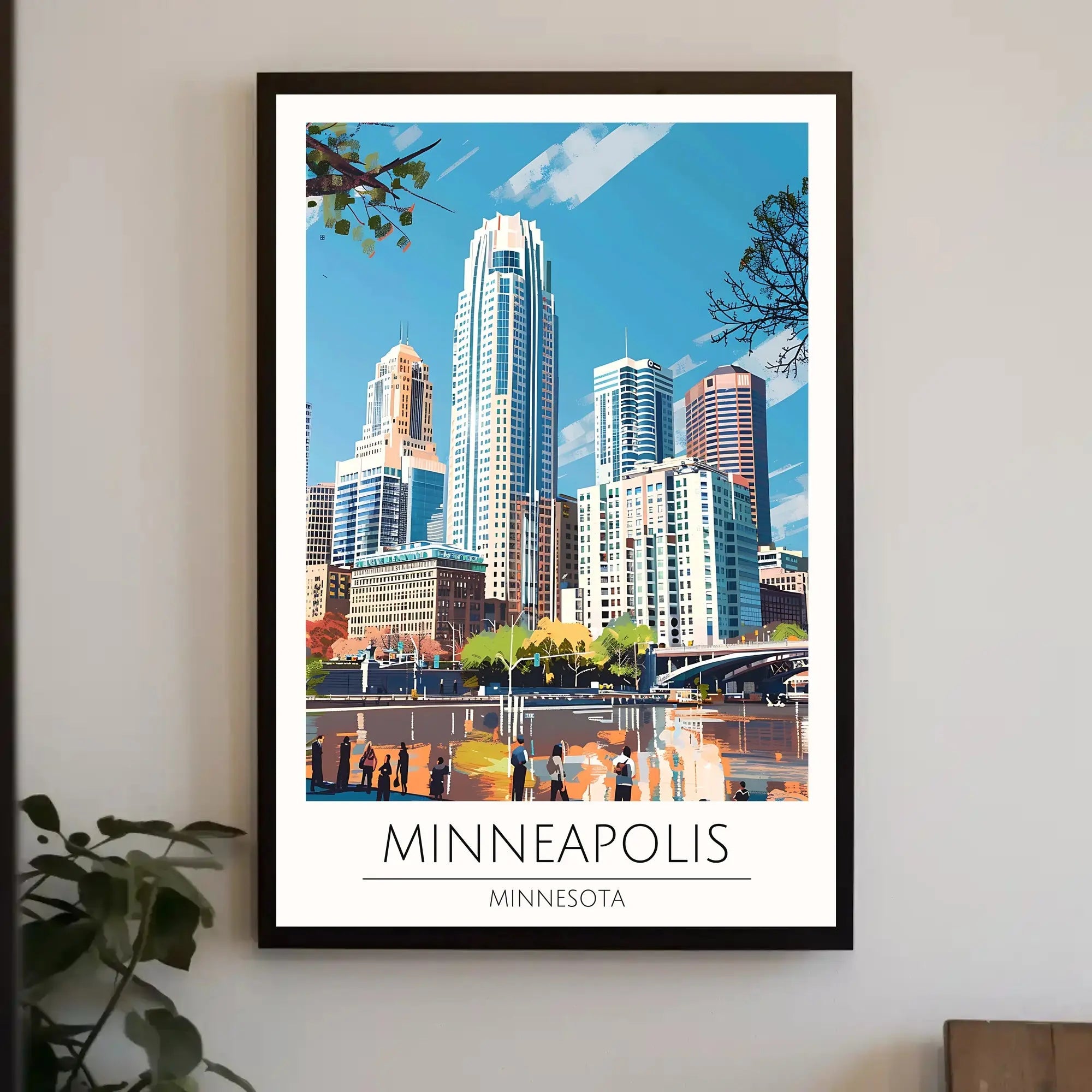 Minneapolis Skyline Vibrant Cityscape Travel Poster PosterGoat