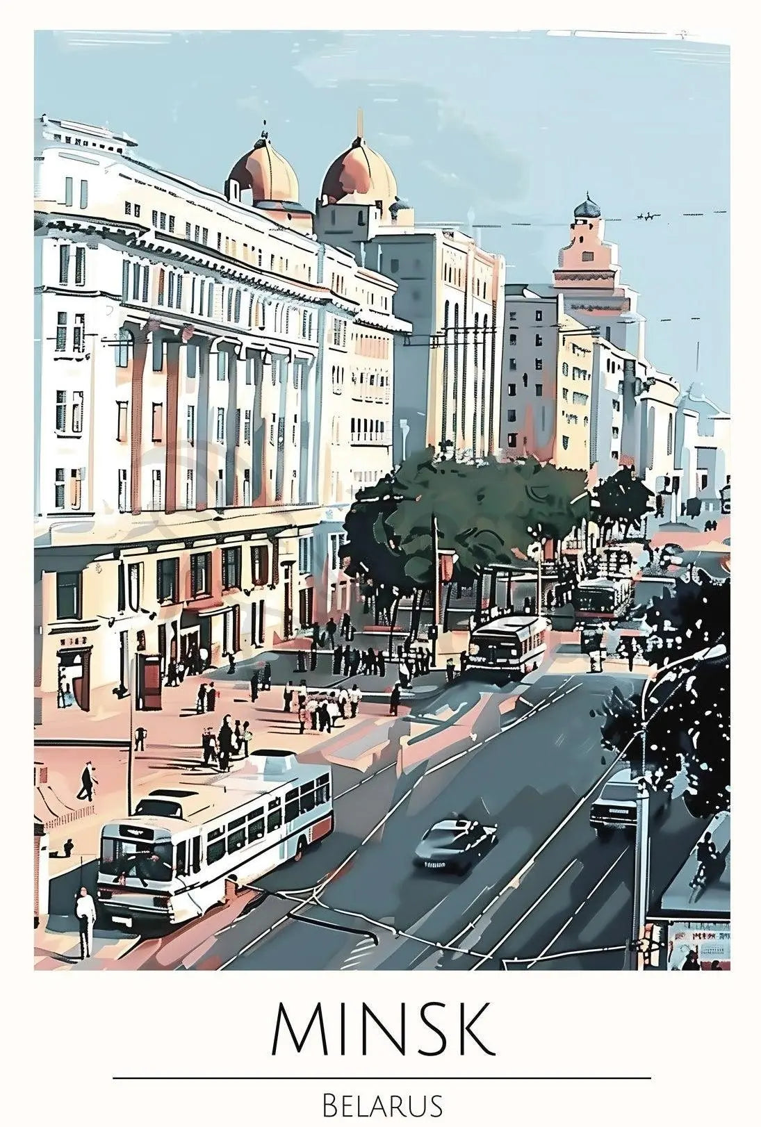 Minsk Urban Scene: Vibrant Travel Poster PosterGoat
