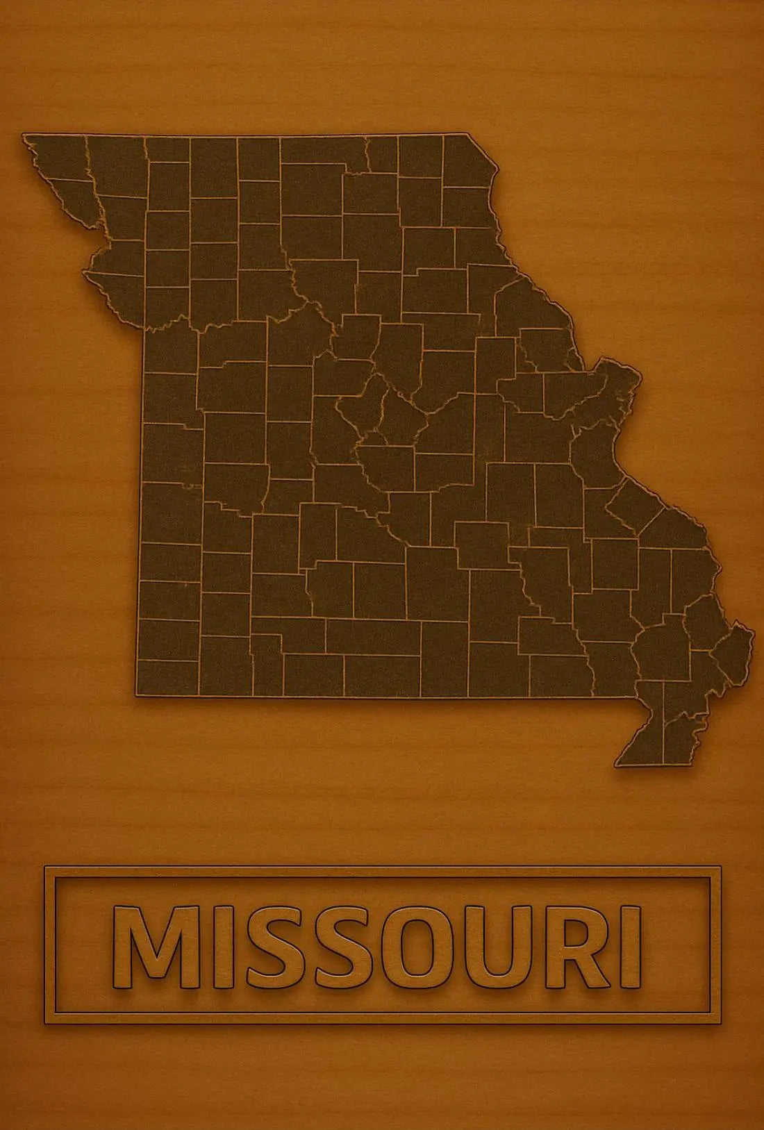 Missouri Counties Map Rustic Decor Heritage Poster PosterGoat
