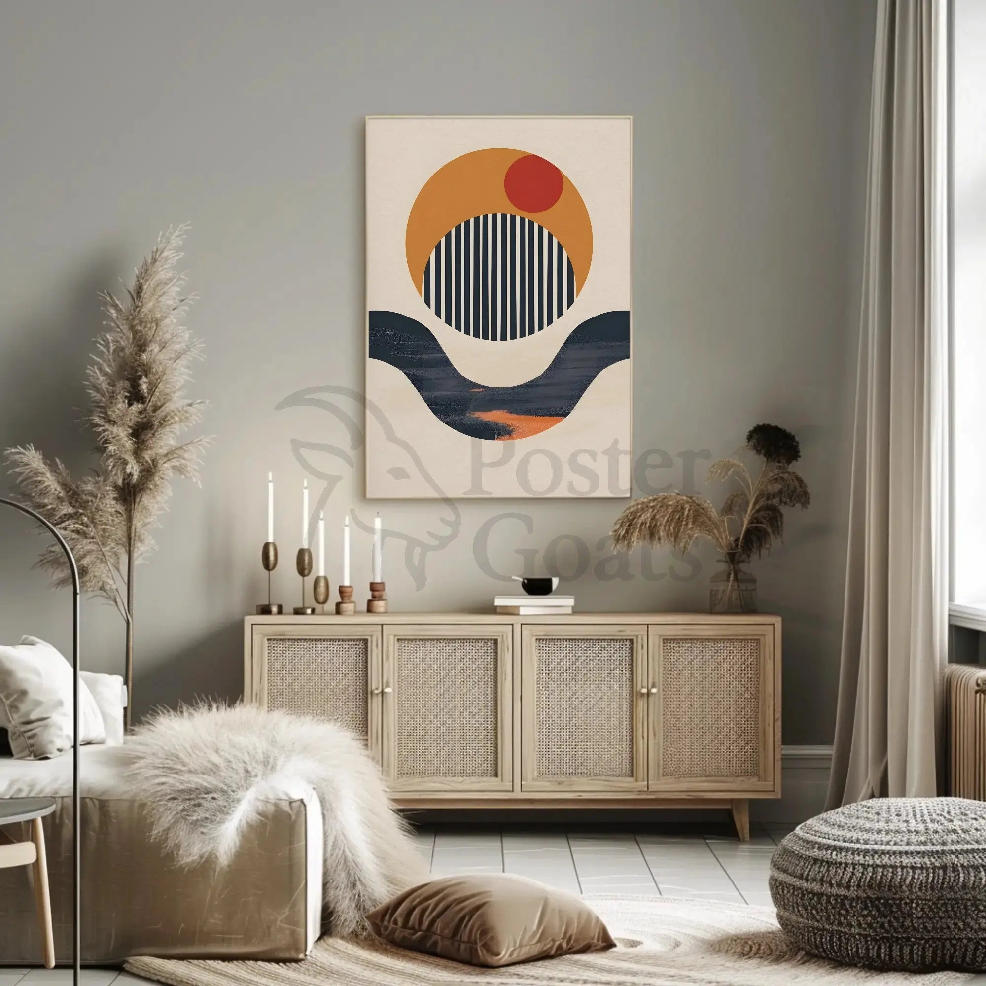 Modern Abstract Design with Circles and Lines Poster PosterGoat