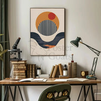 Modern Abstract Design with Circles and Lines Poster PosterGoat