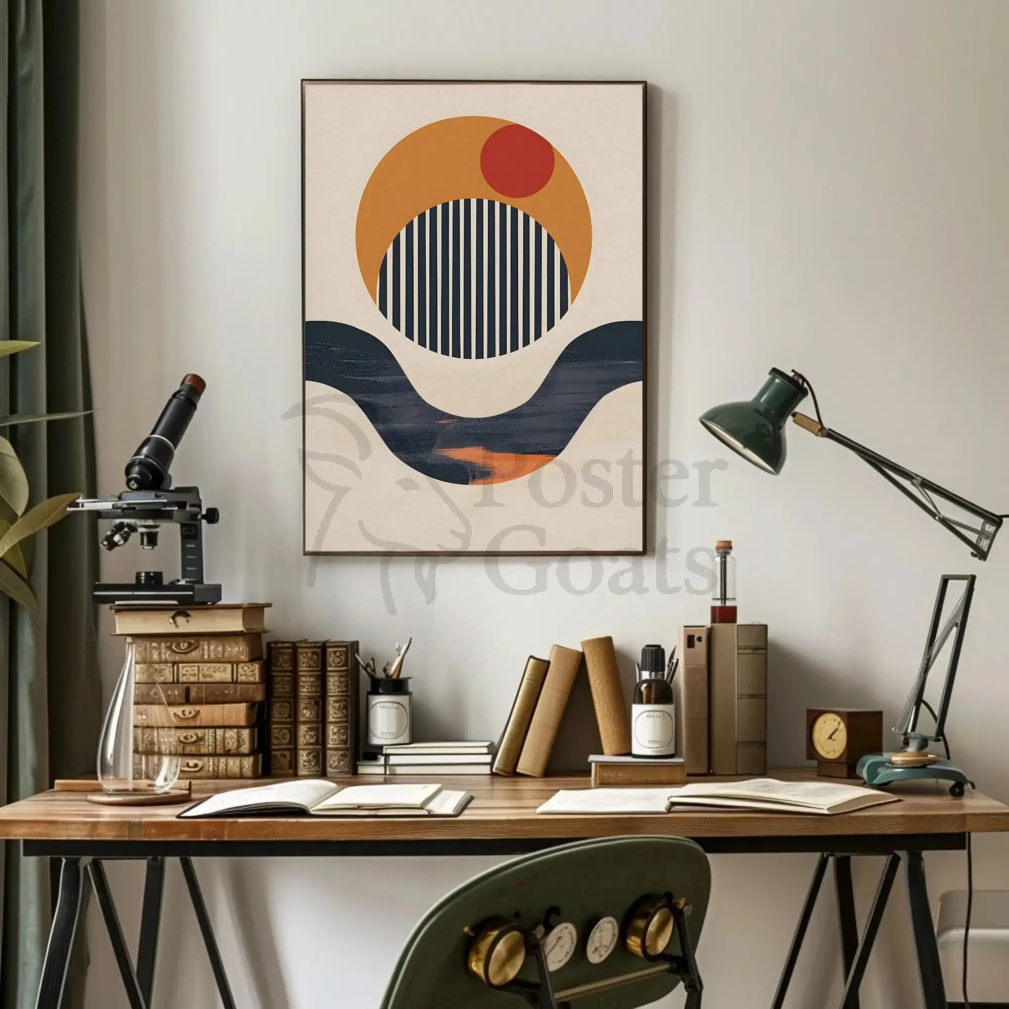 Modern Abstract Design with Circles and Lines Poster PosterGoat
