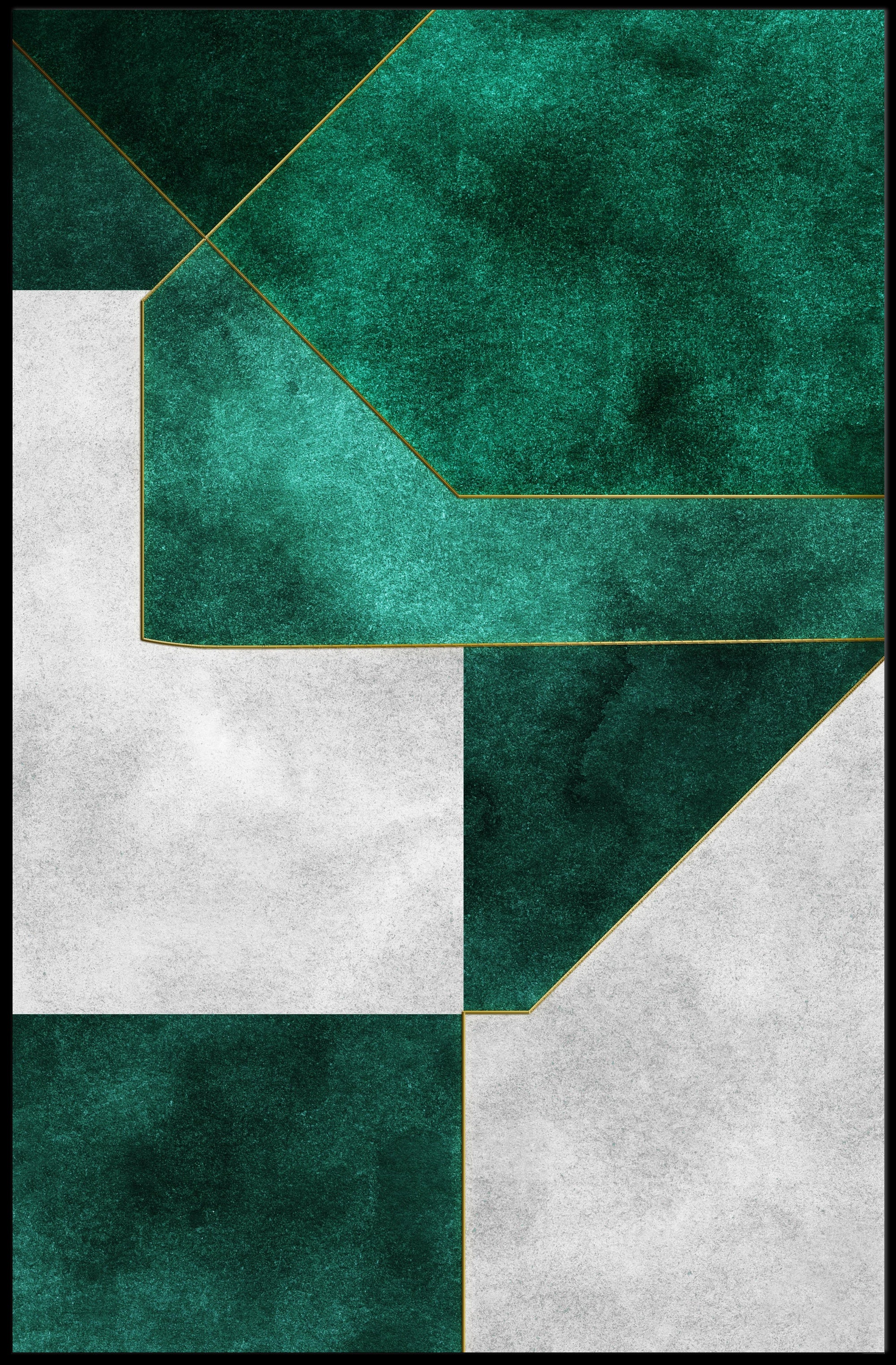 Modern Abstract Geometric Design with Gold Lines Poster PosterGoat