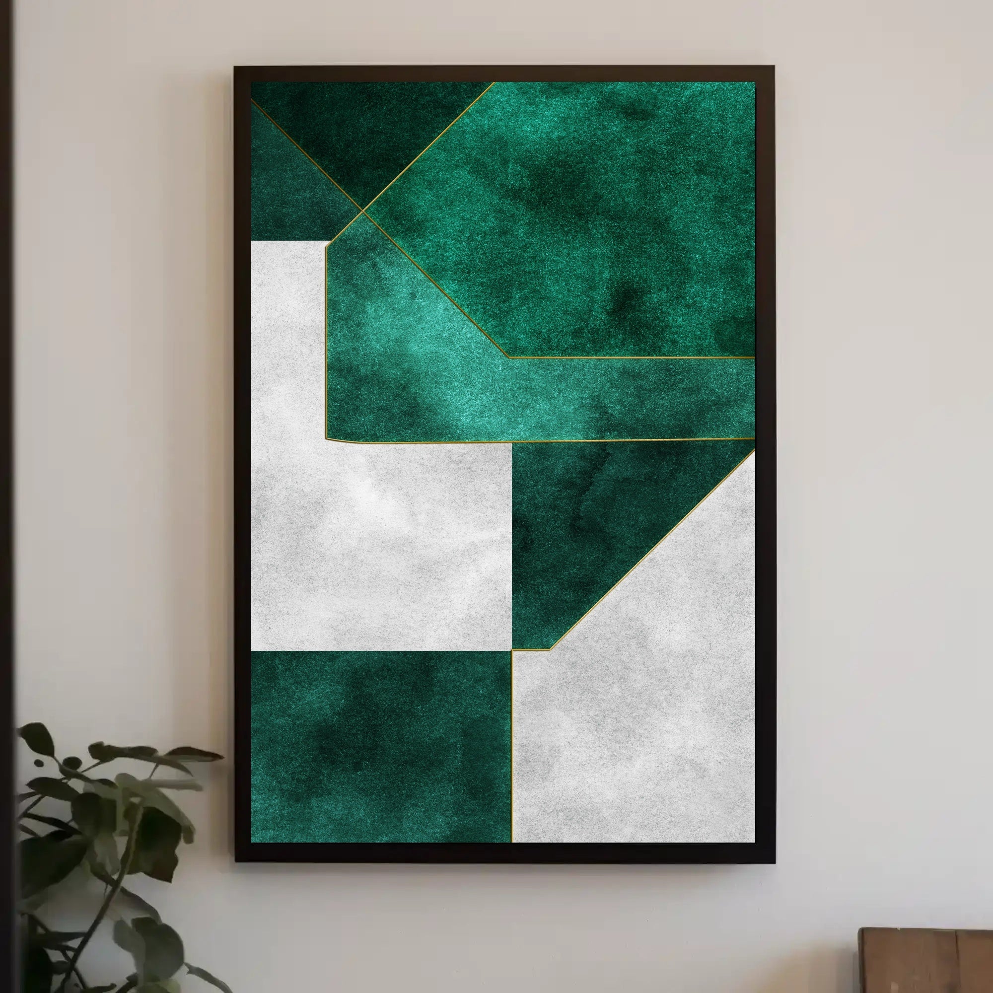 Modern Abstract Geometric Design with Gold Lines Poster PosterGoat