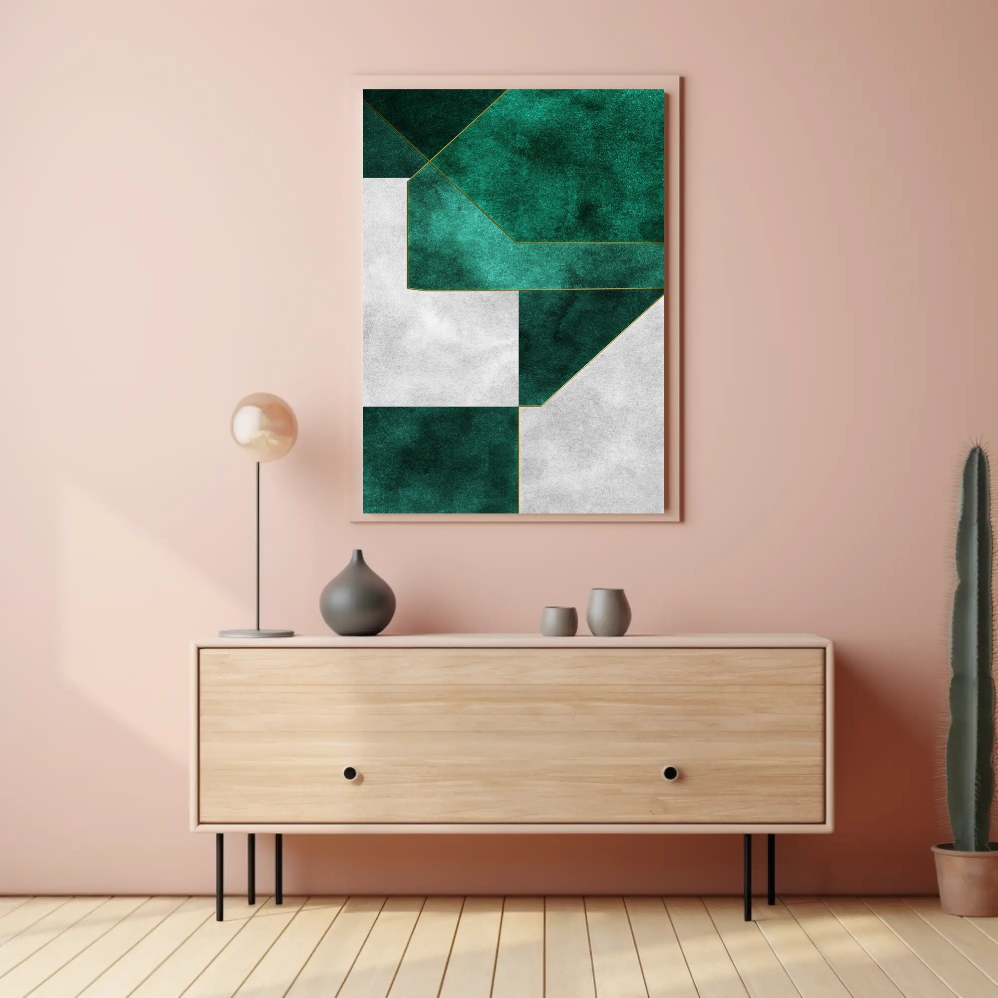 Modern Abstract Geometric Design with Gold Lines Poster PosterGoat