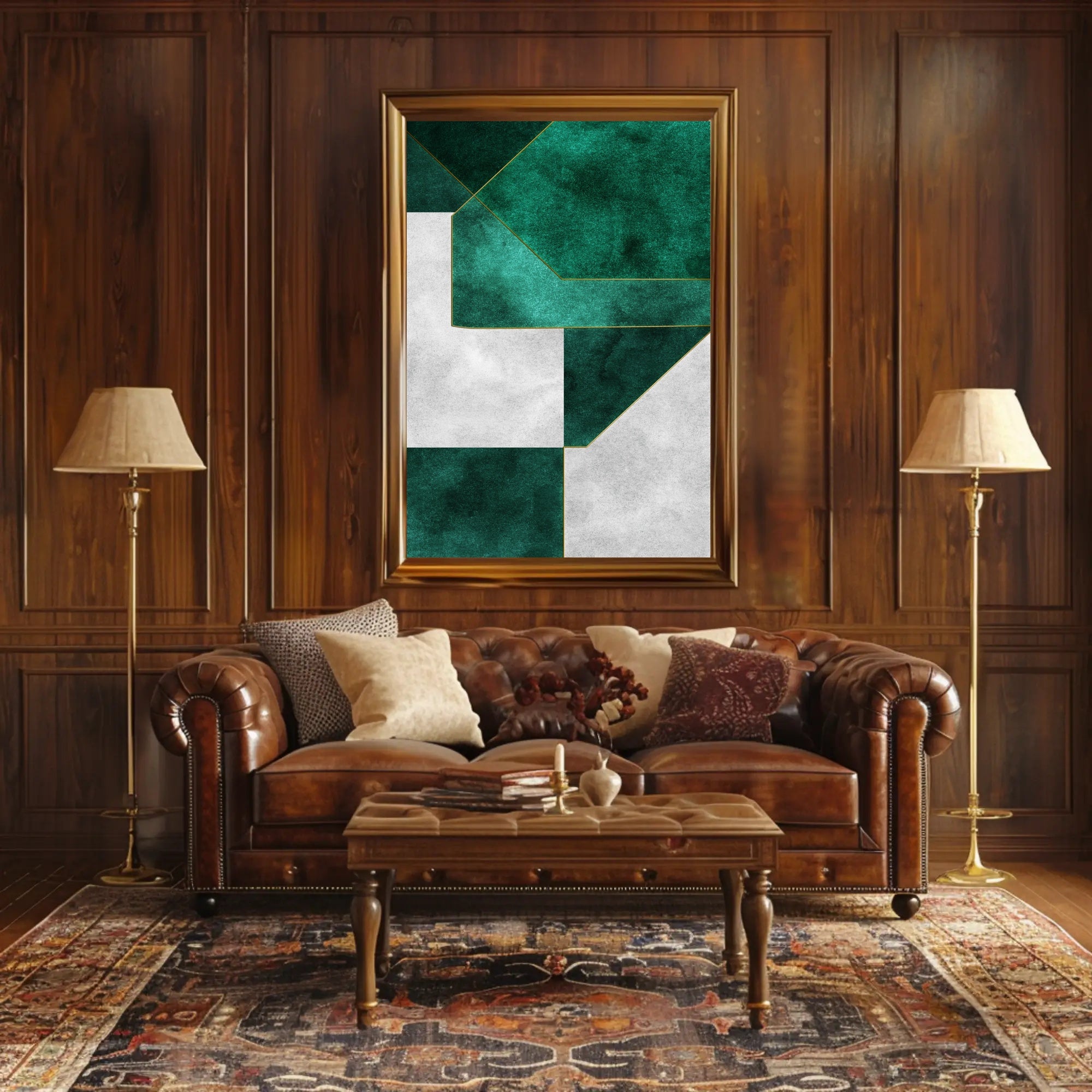 Modern Abstract Geometric Design with Gold Lines Poster PosterGoat