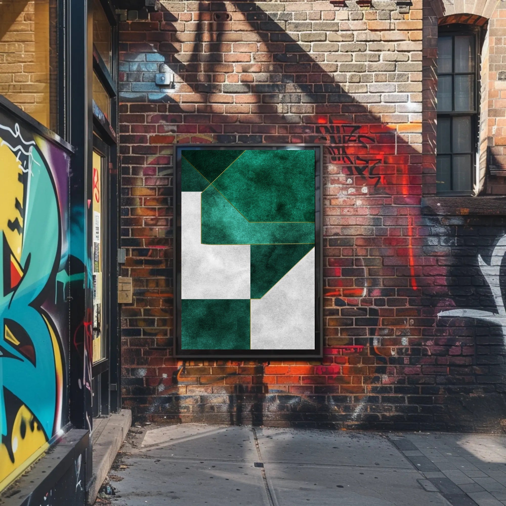 Modern Abstract Geometric Design with Gold Lines Poster PosterGoat