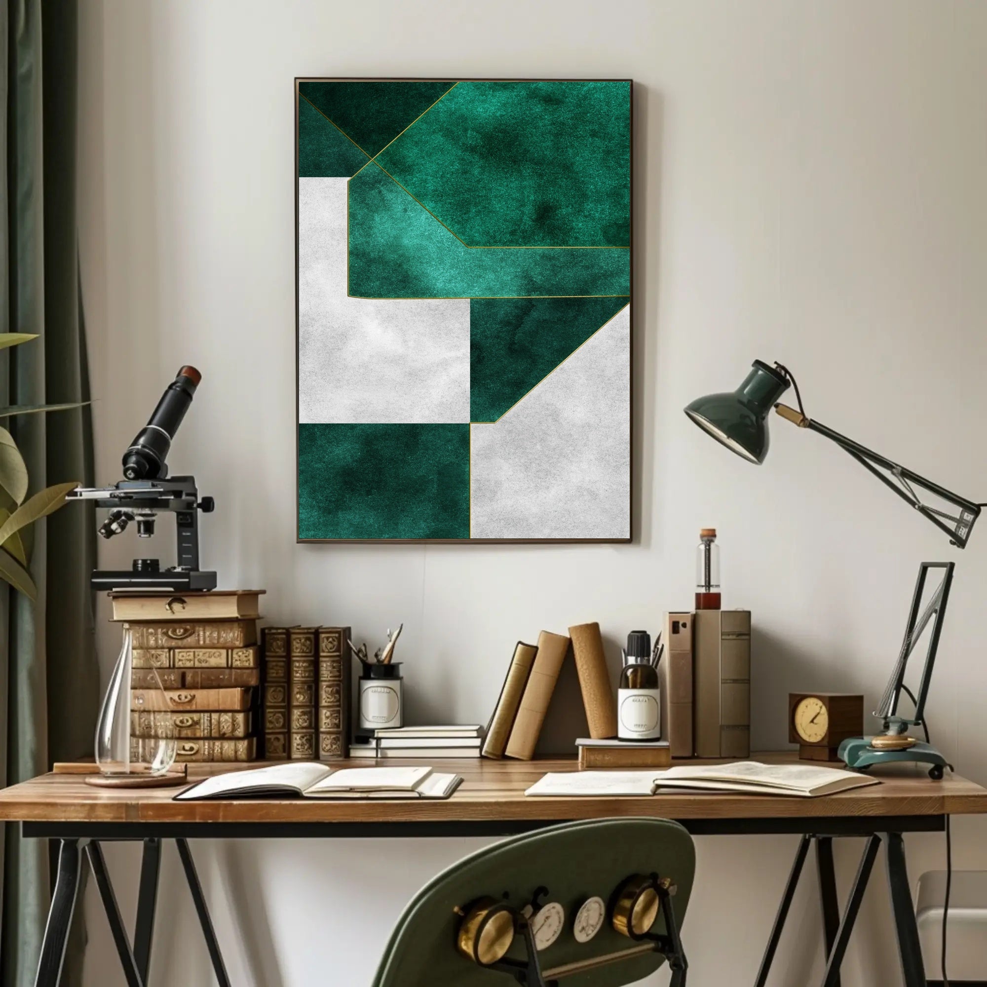 Modern Abstract Geometric Design with Gold Lines Poster PosterGoat