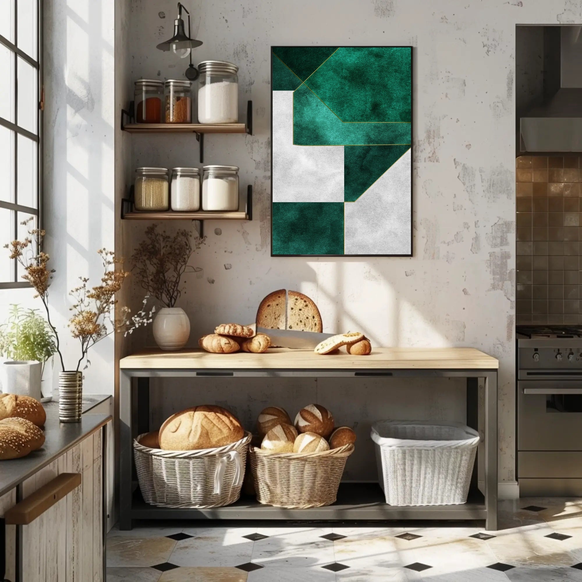 Modern Abstract Geometric Design with Gold Lines Poster PosterGoat