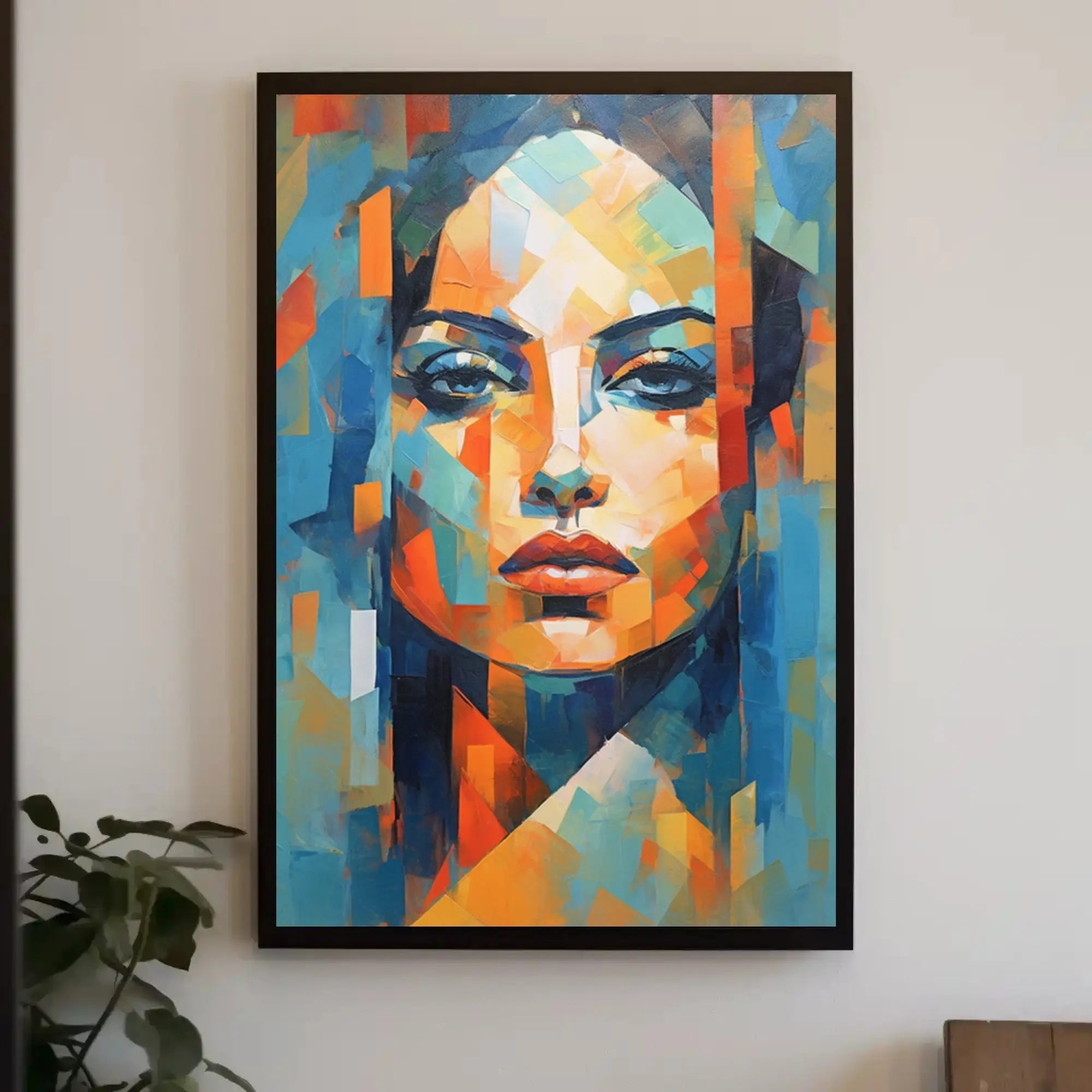 Modern Abstract Woman's Portrait in Cubist Art Poster PosterGoat