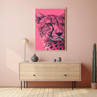 Modern Pink Cheetah Portrait Art Animal Poster PosterGoat