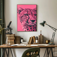 Modern Pink Cheetah Portrait Art Animal Poster PosterGoat