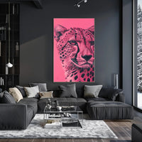 Modern Pink Cheetah Portrait Art Animal Poster PosterGoat