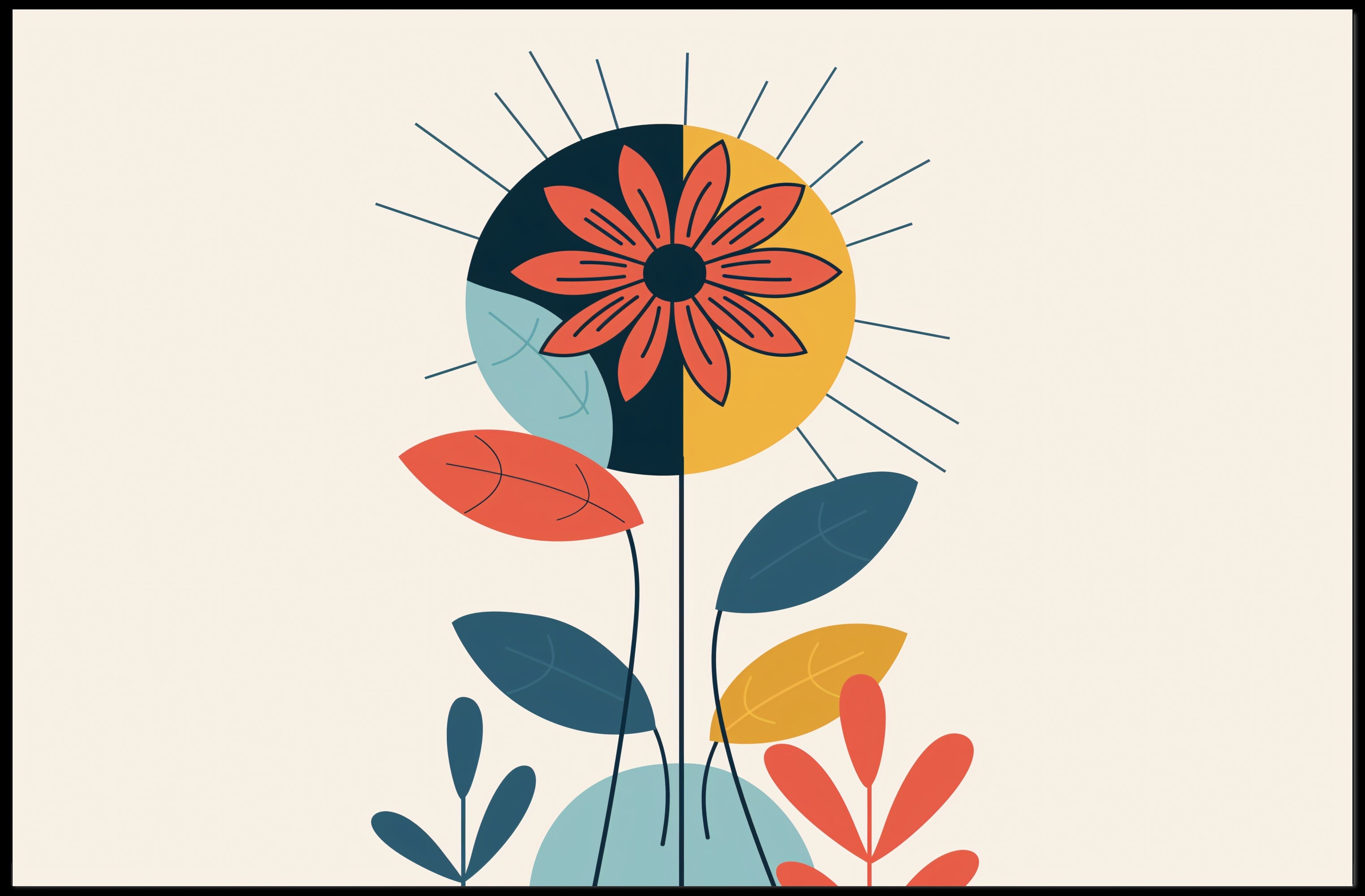 Modern Stylized Flower Contemporary Abstract or Artistic Poster PosterGoat