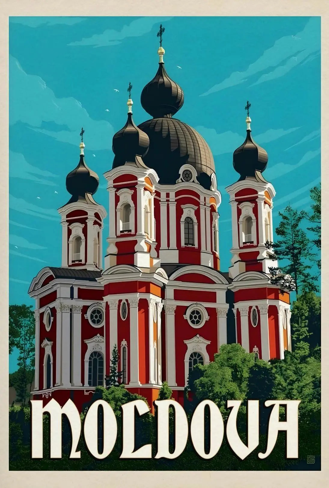 Moldova's Elegant Churches Vintage Travel Poster PosterGoat