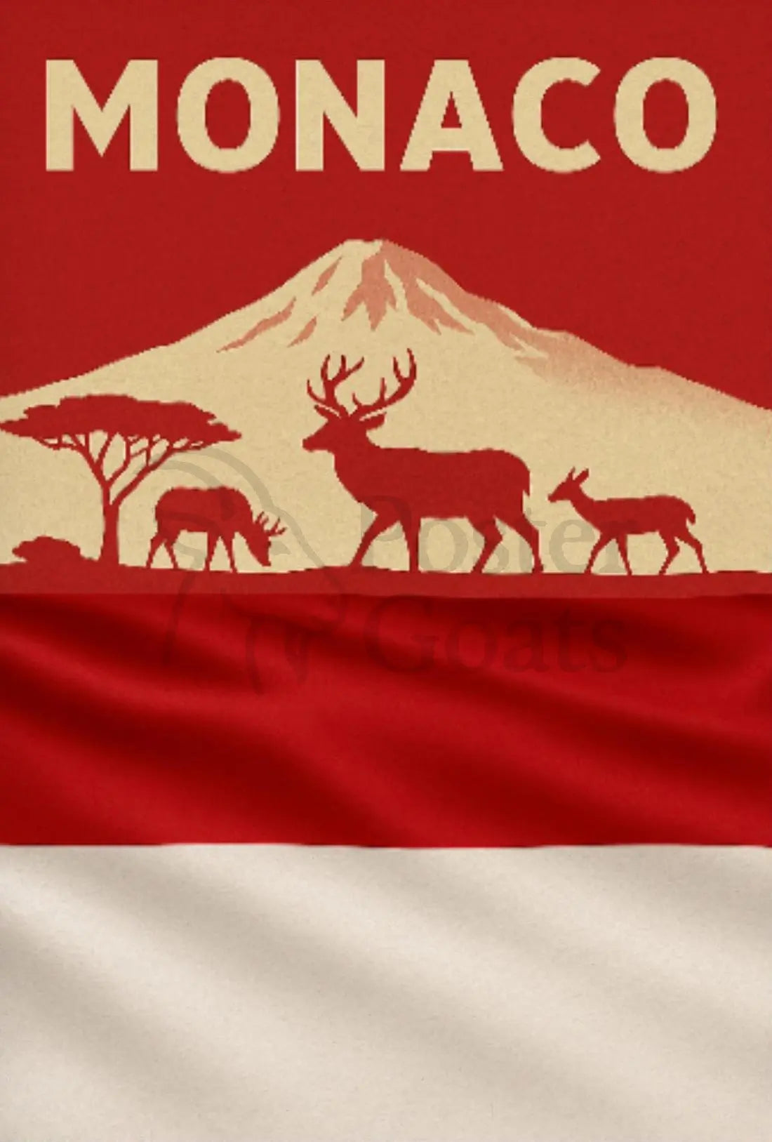 Monaco Wildlife Silhouette Art Print Travel Poster PosterGoat