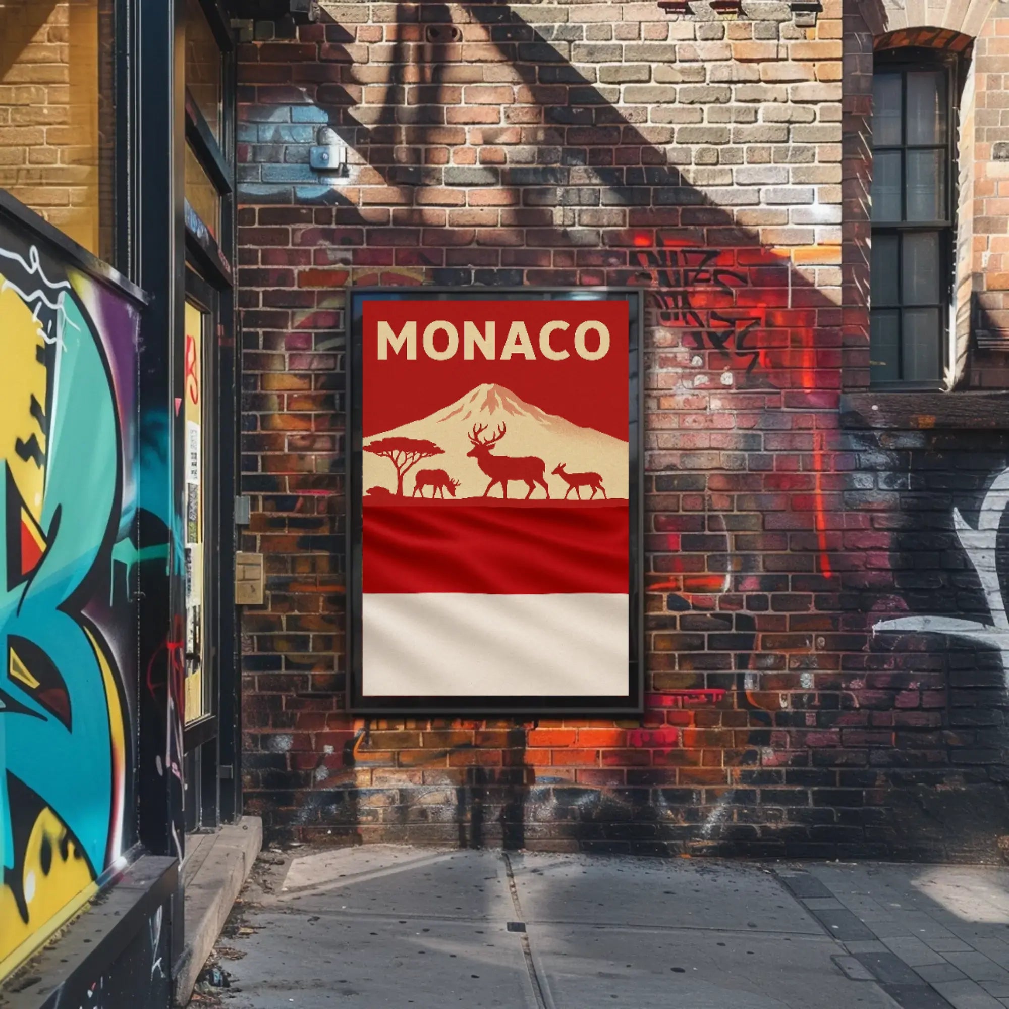 Monaco Wildlife Silhouette Art Print Travel Poster PosterGoat