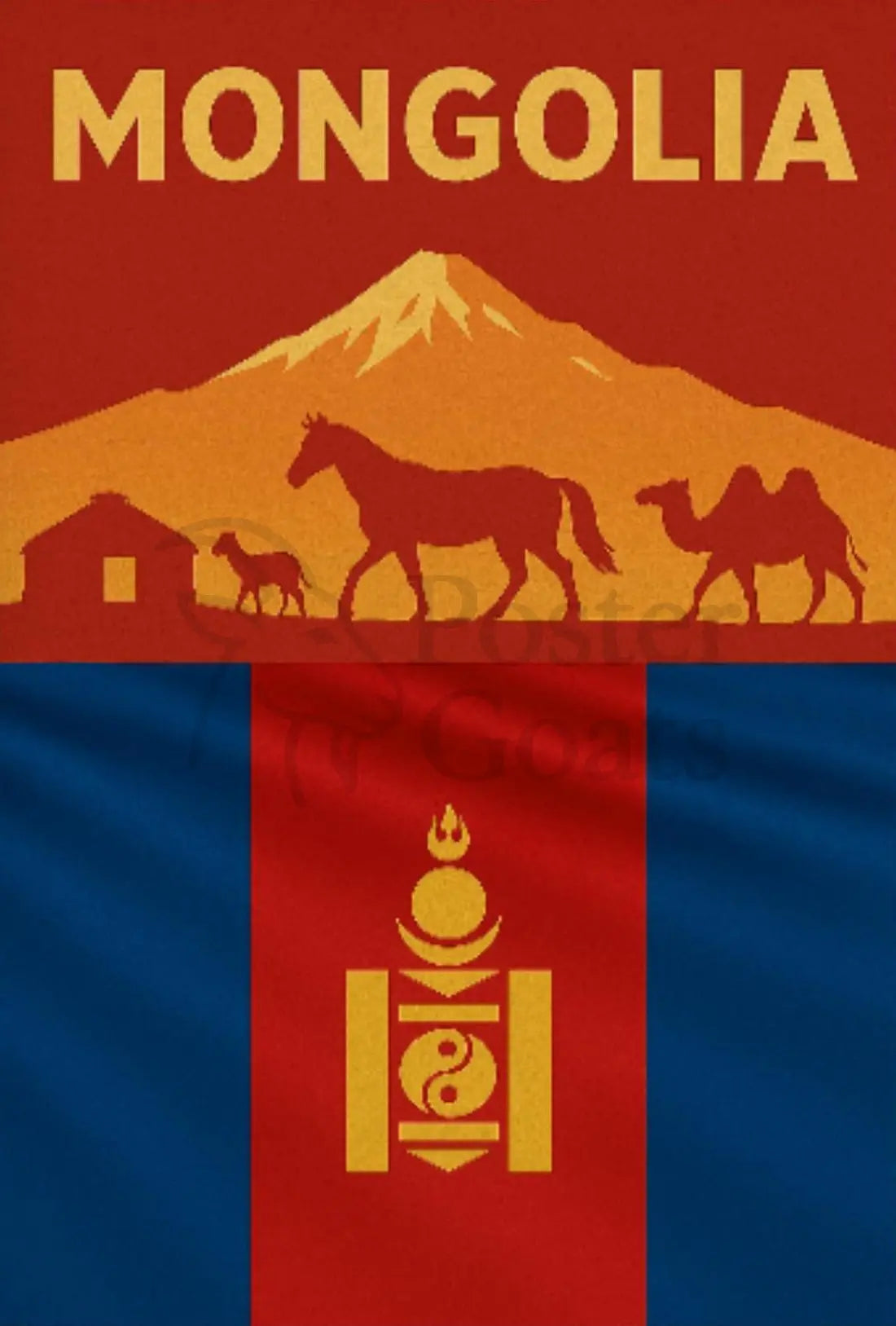 Mongolia's Nomadic Heritage Silhouette Art Cultural Poster PosterGoat