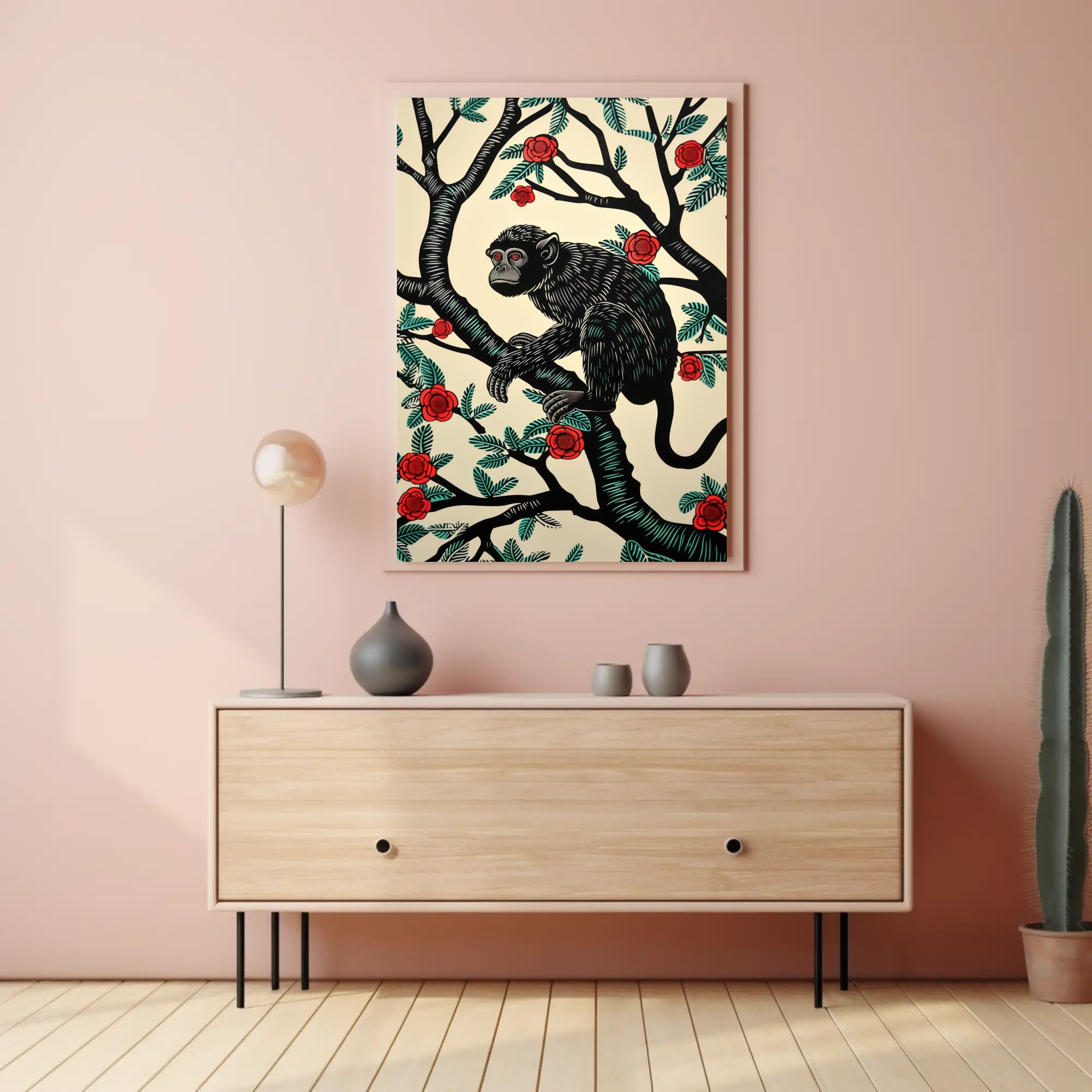 Monkey in Nature: Vibrant Artistic Animal Poster PosterGoat