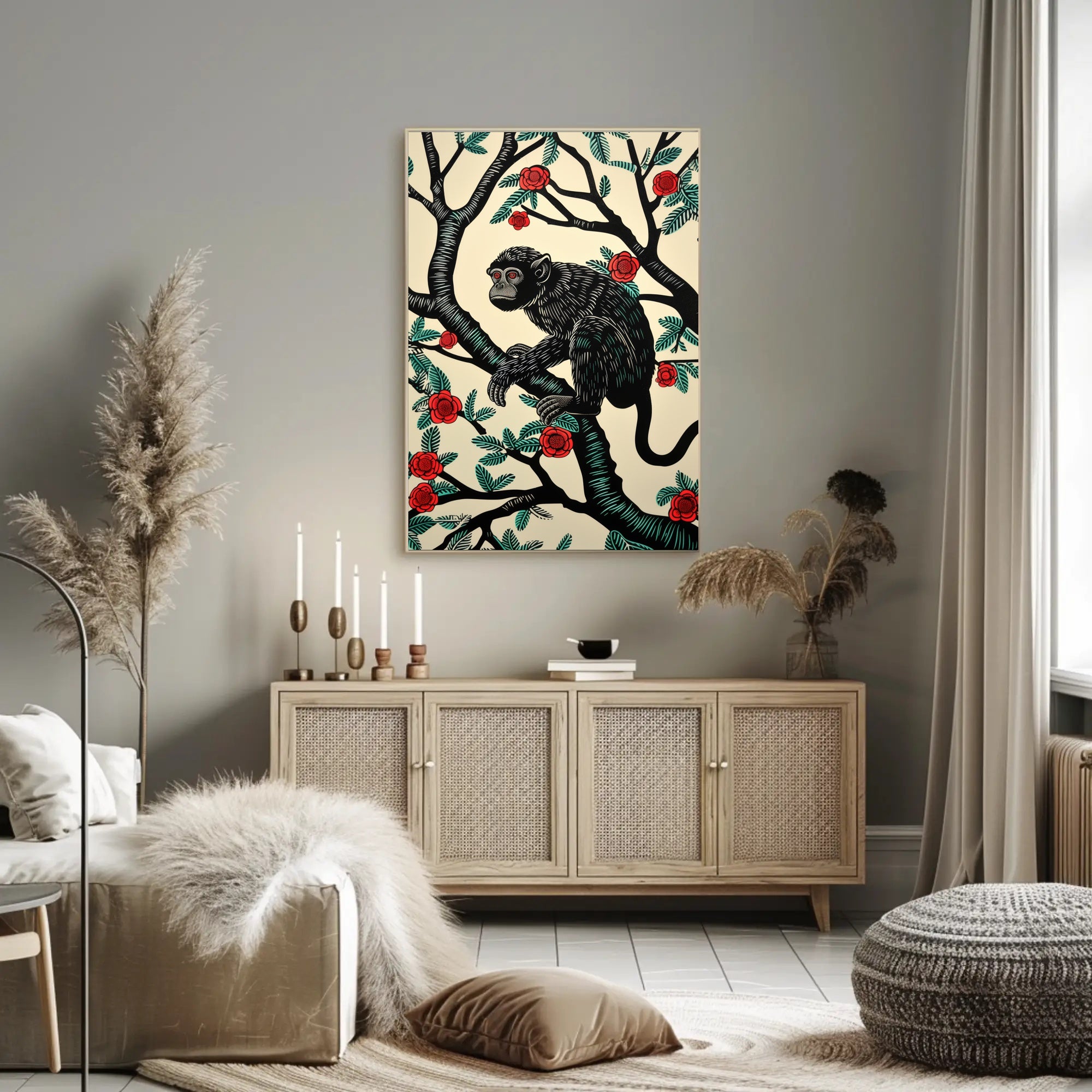 Monkey in Nature: Vibrant Artistic Animal Poster PosterGoat