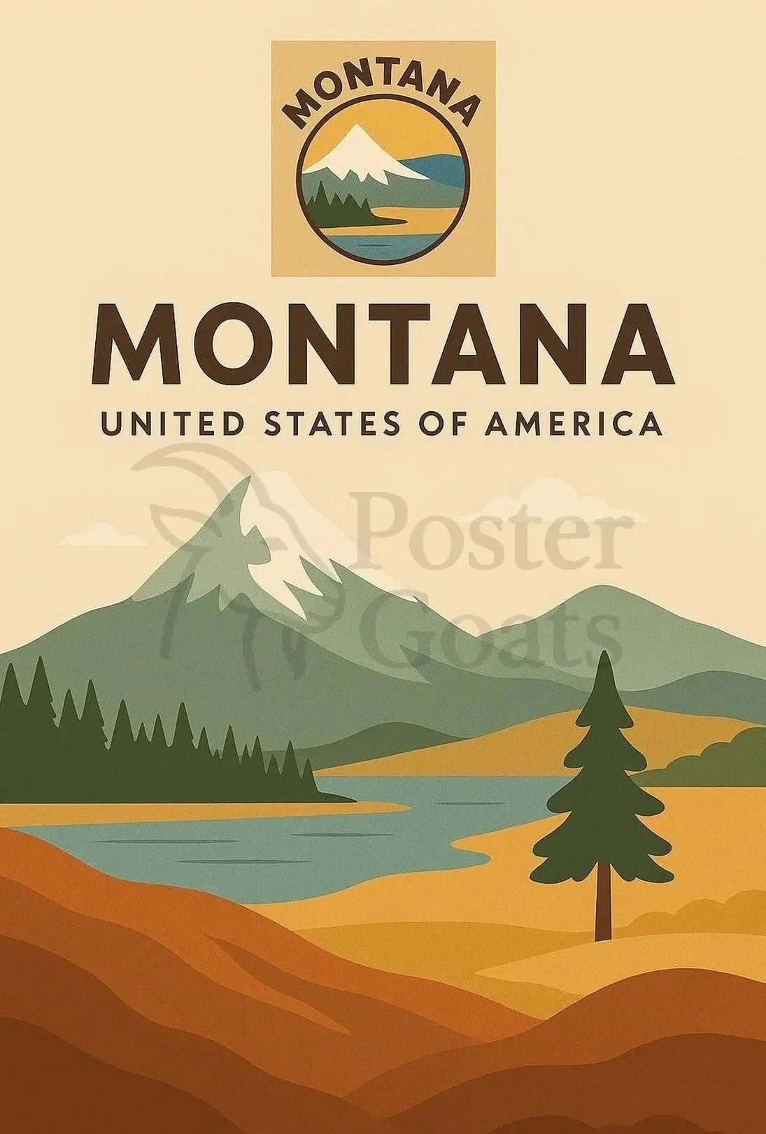 Montana Adventure Vintage Travel Art Poster PosterGoat