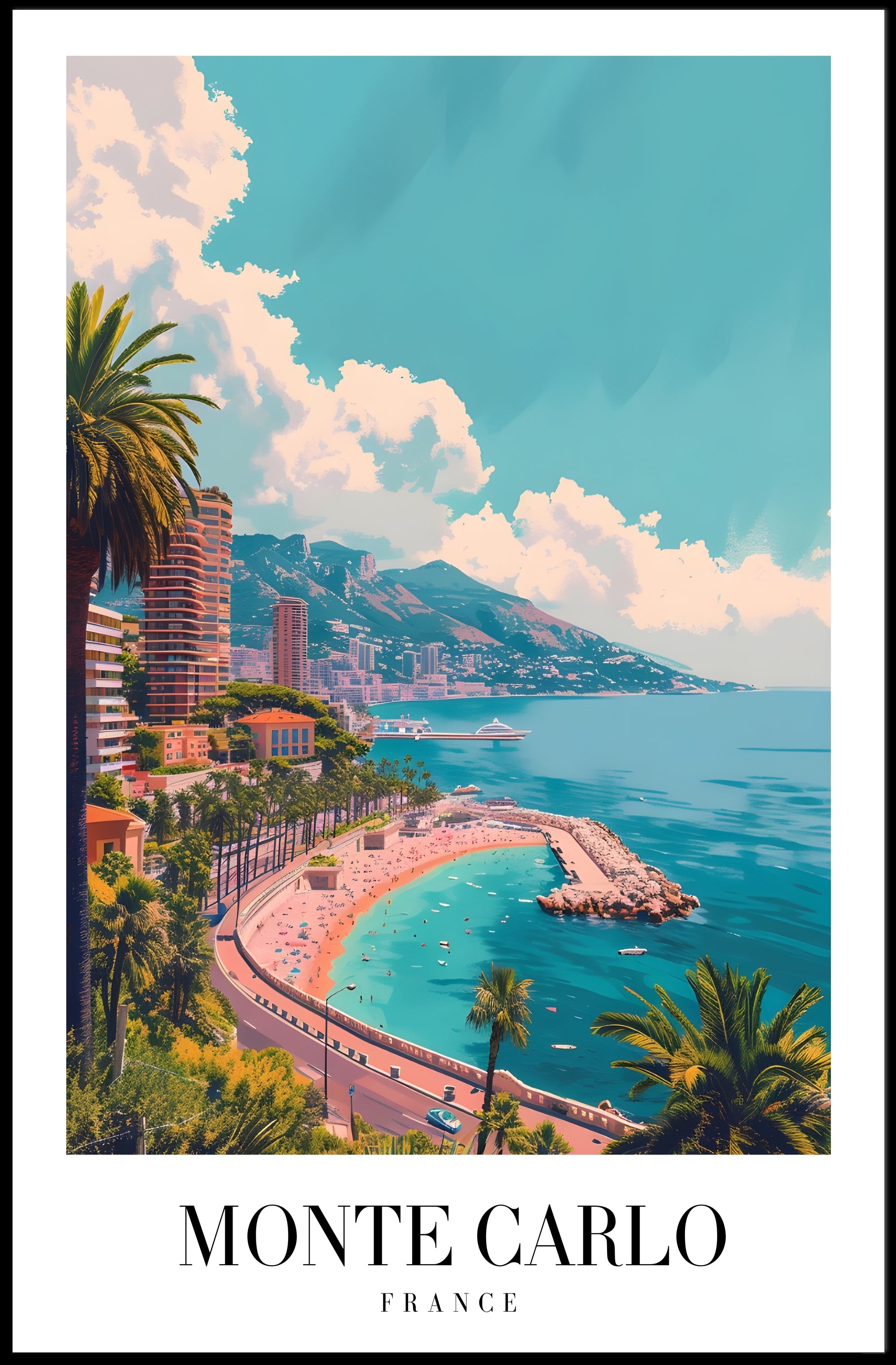 Monte Carlo Glamour Travel Poster PosterGoat