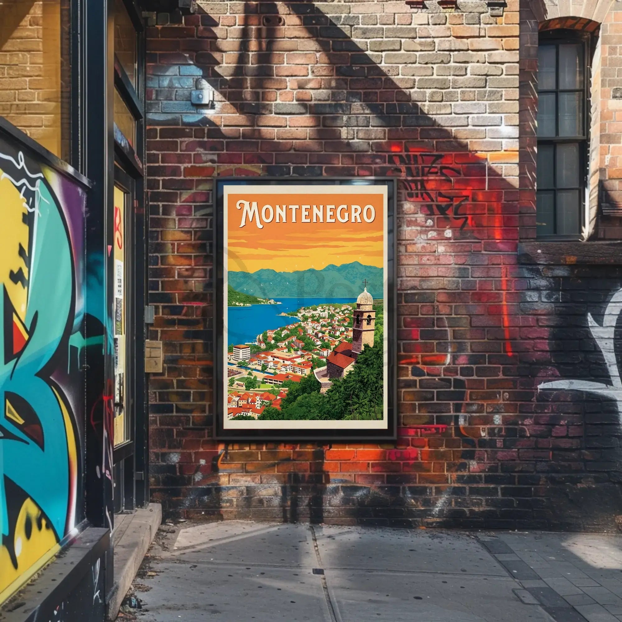 Montenegro Travel: Vintage Scenic Peaceful Coastline Travel Poster PosterGoat