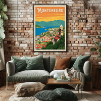Montenegro Travel: Vintage Scenic Peaceful Coastline Travel Poster PosterGoat