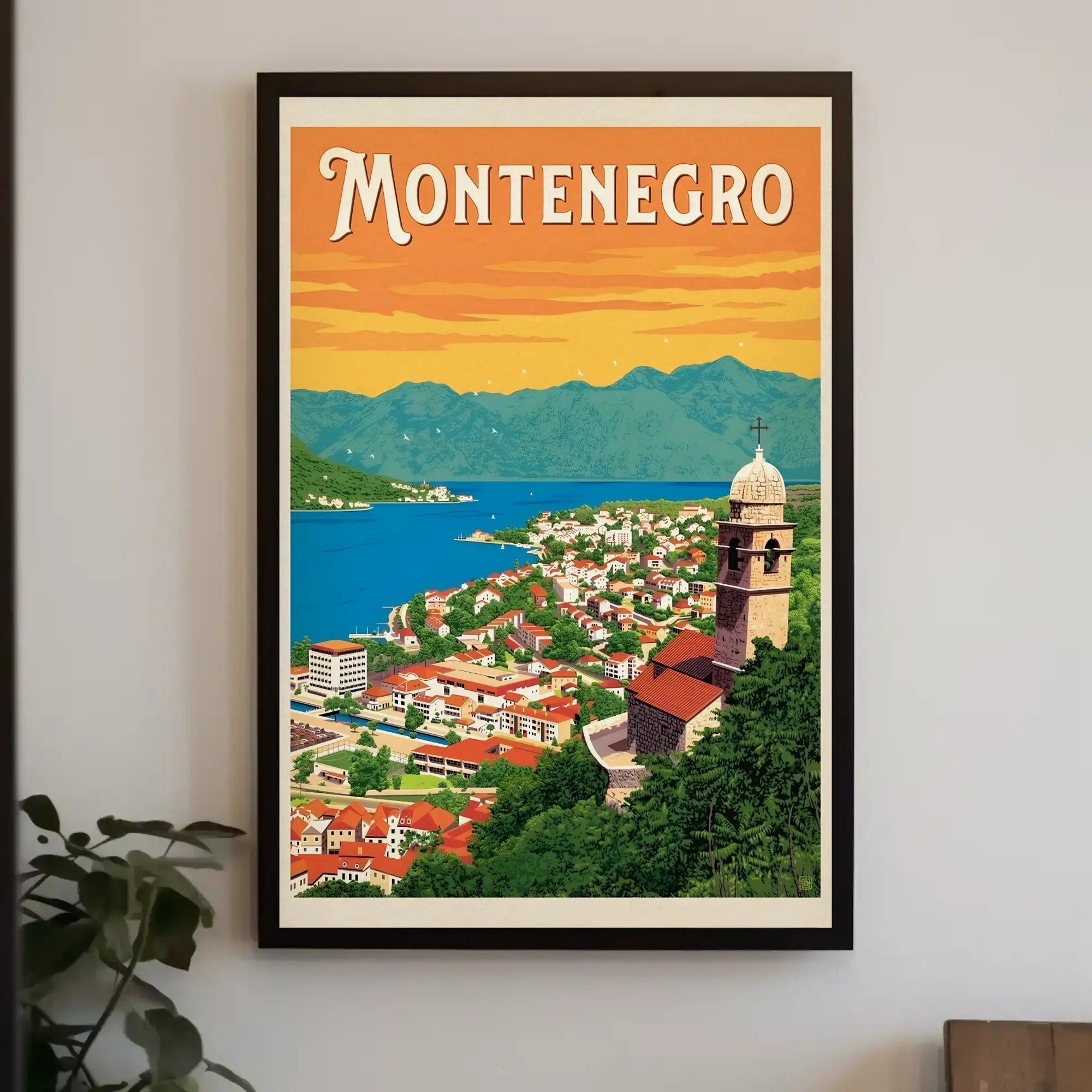 Montenegro Travel: Vintage Scenic Peaceful Coastline Travel Poster PosterGoat