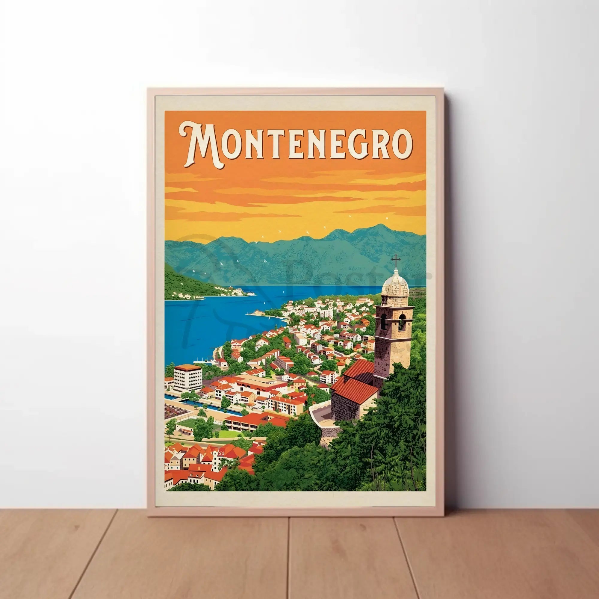 Montenegro Travel: Vintage Scenic Peaceful Coastline Travel Poster PosterGoat