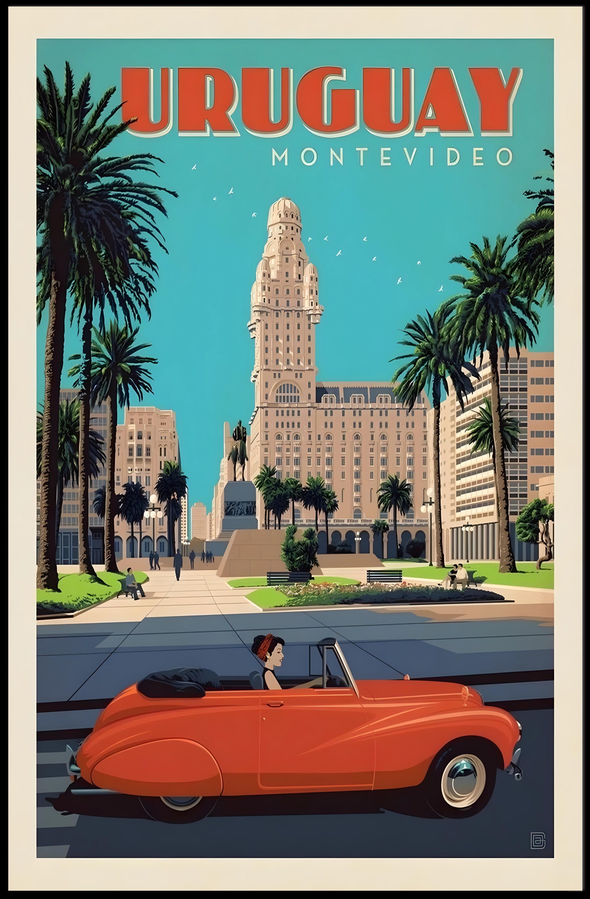 Montevideo Vintage Travel Scene Mid-Century Travel Poster PosterGoat