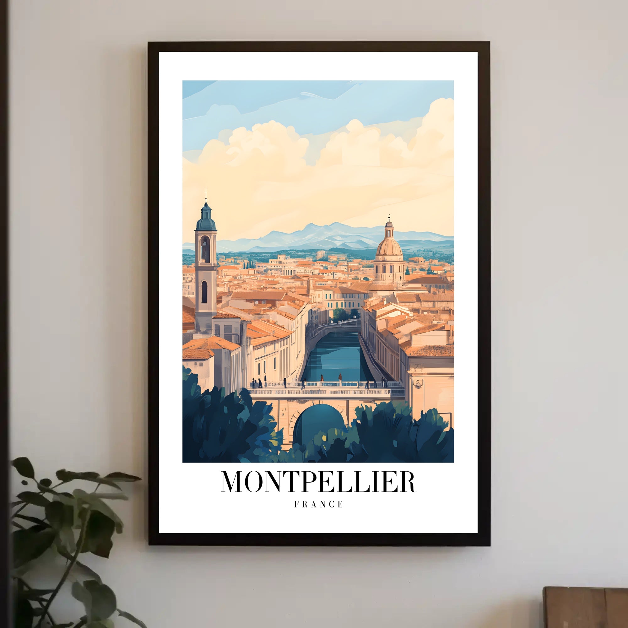 Montpellier Vintage Cityscape Travel Poster PosterGoat