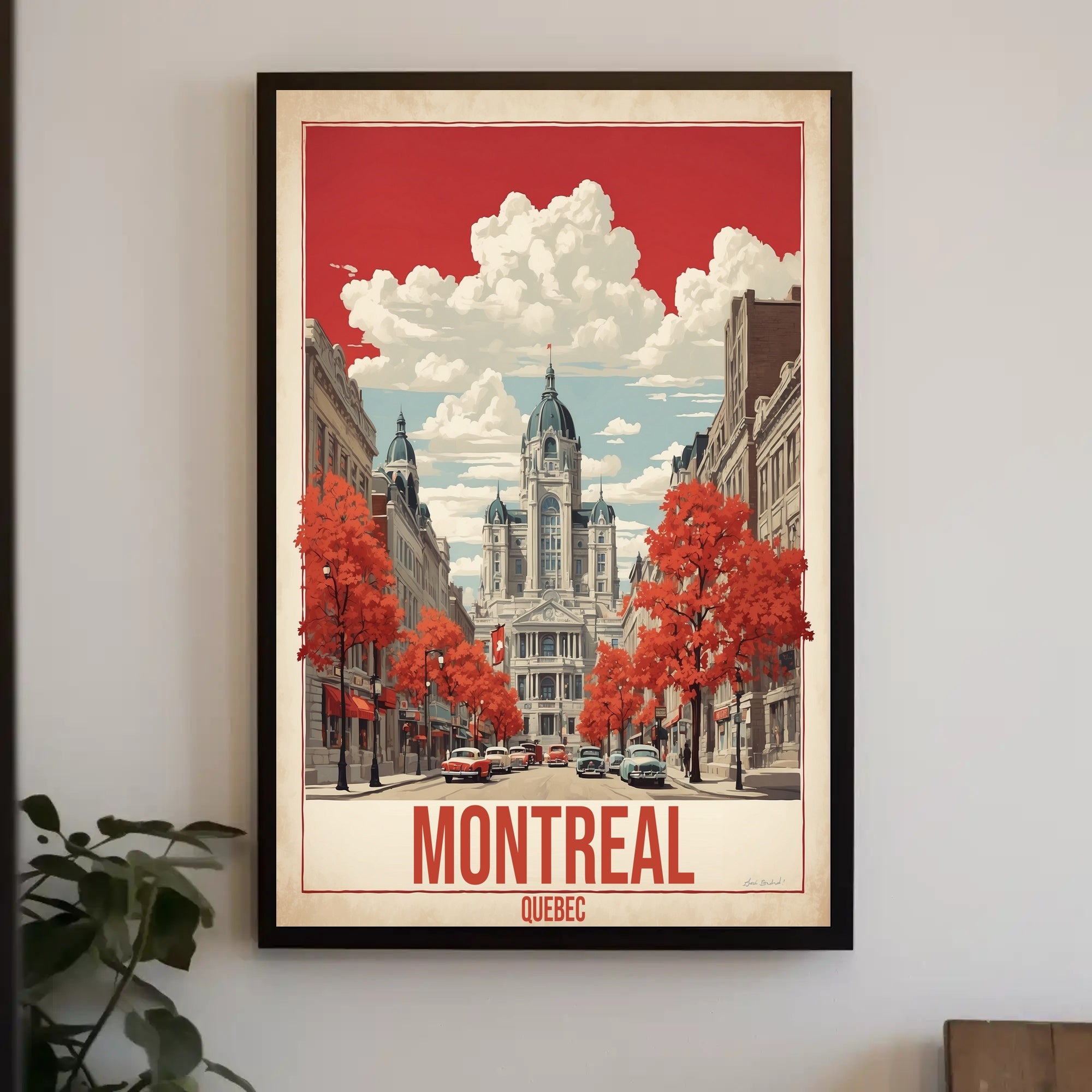 Montreal Mid-Century Street Scene Urban or Cityscape Poster PosterGoat