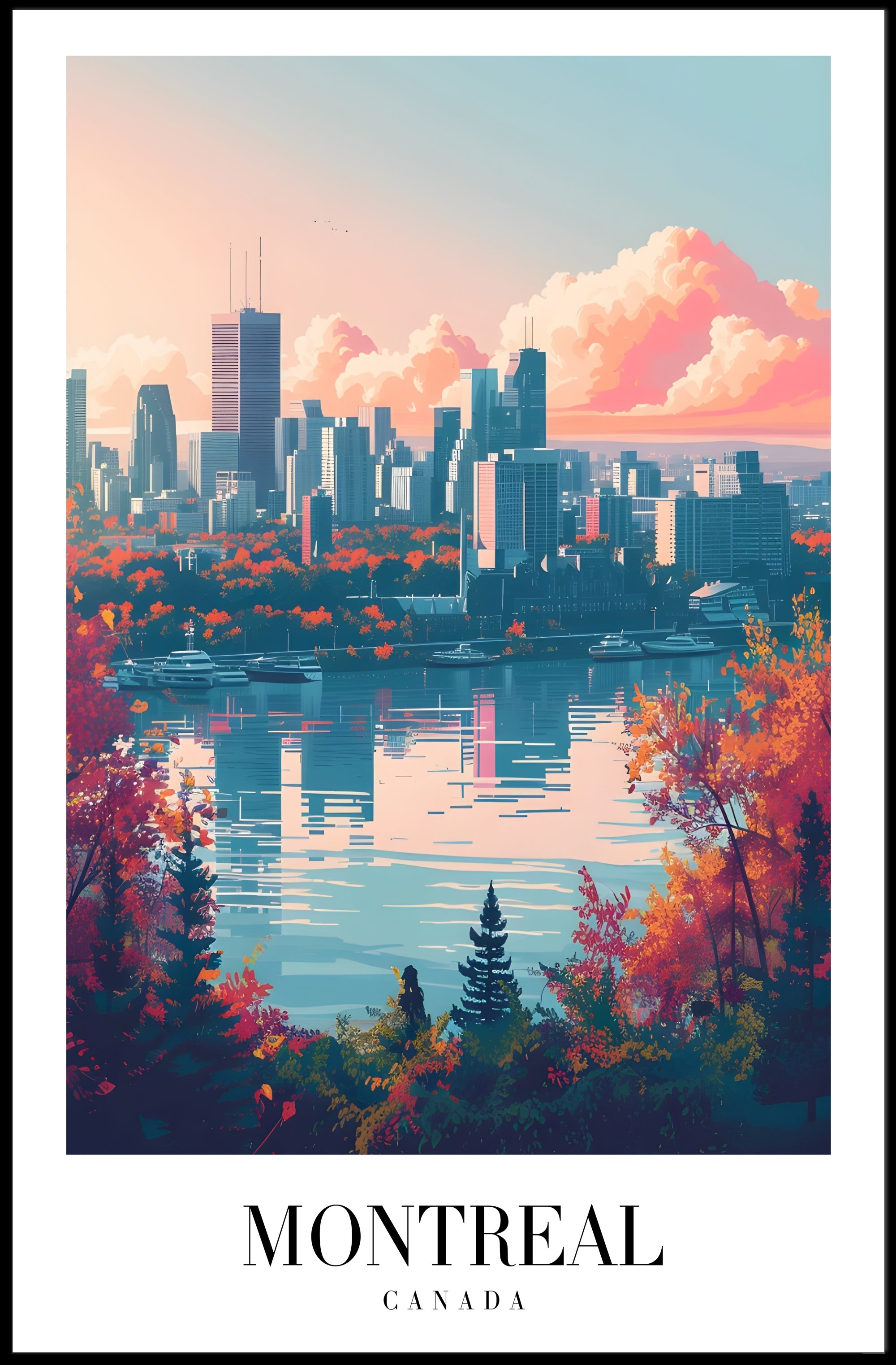 Montreal Skyline at Sunset Urban or Cityscape Poster PosterGoat
