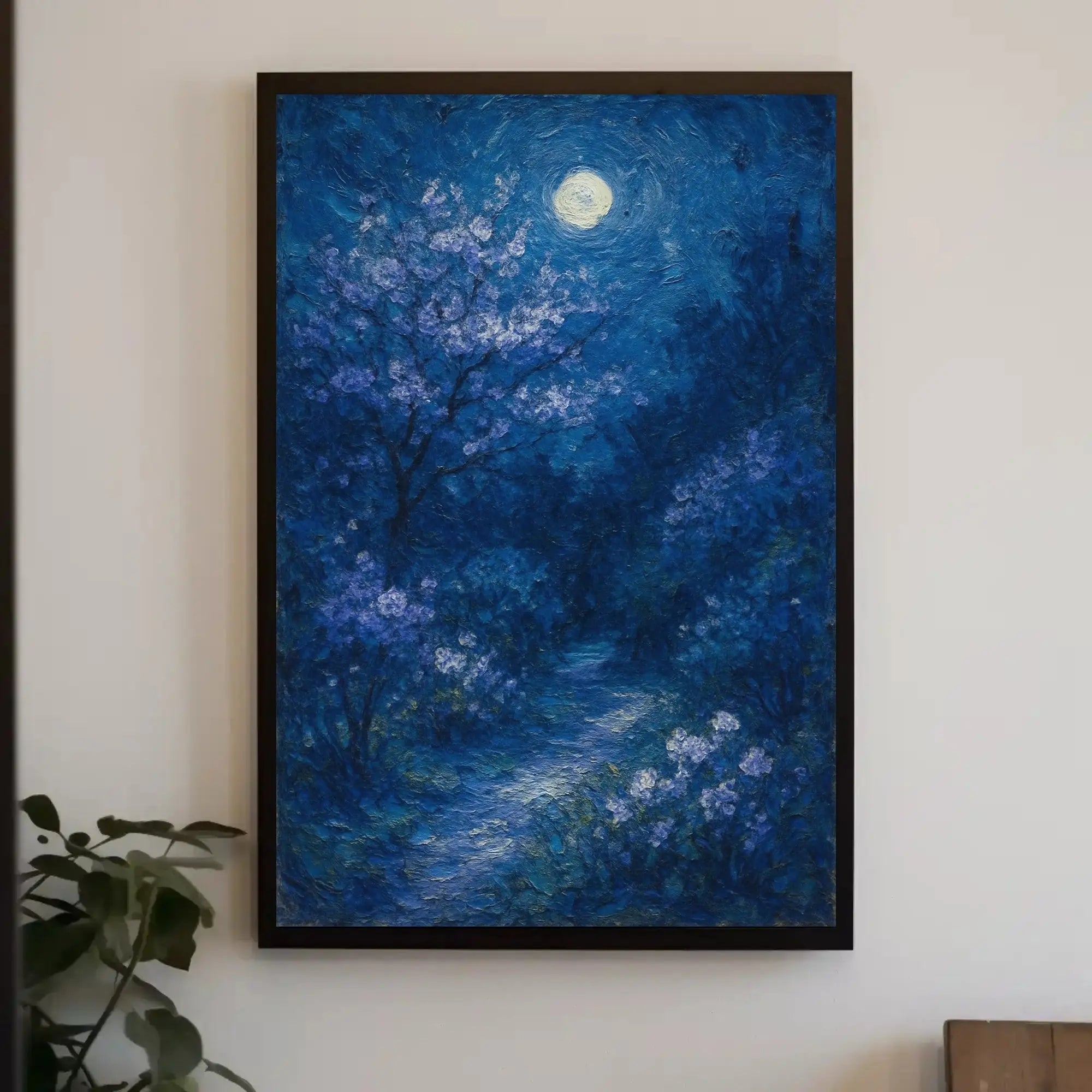 Moonlit Serenity: Artistic Impressionist Nature Scene Poster PosterGoat