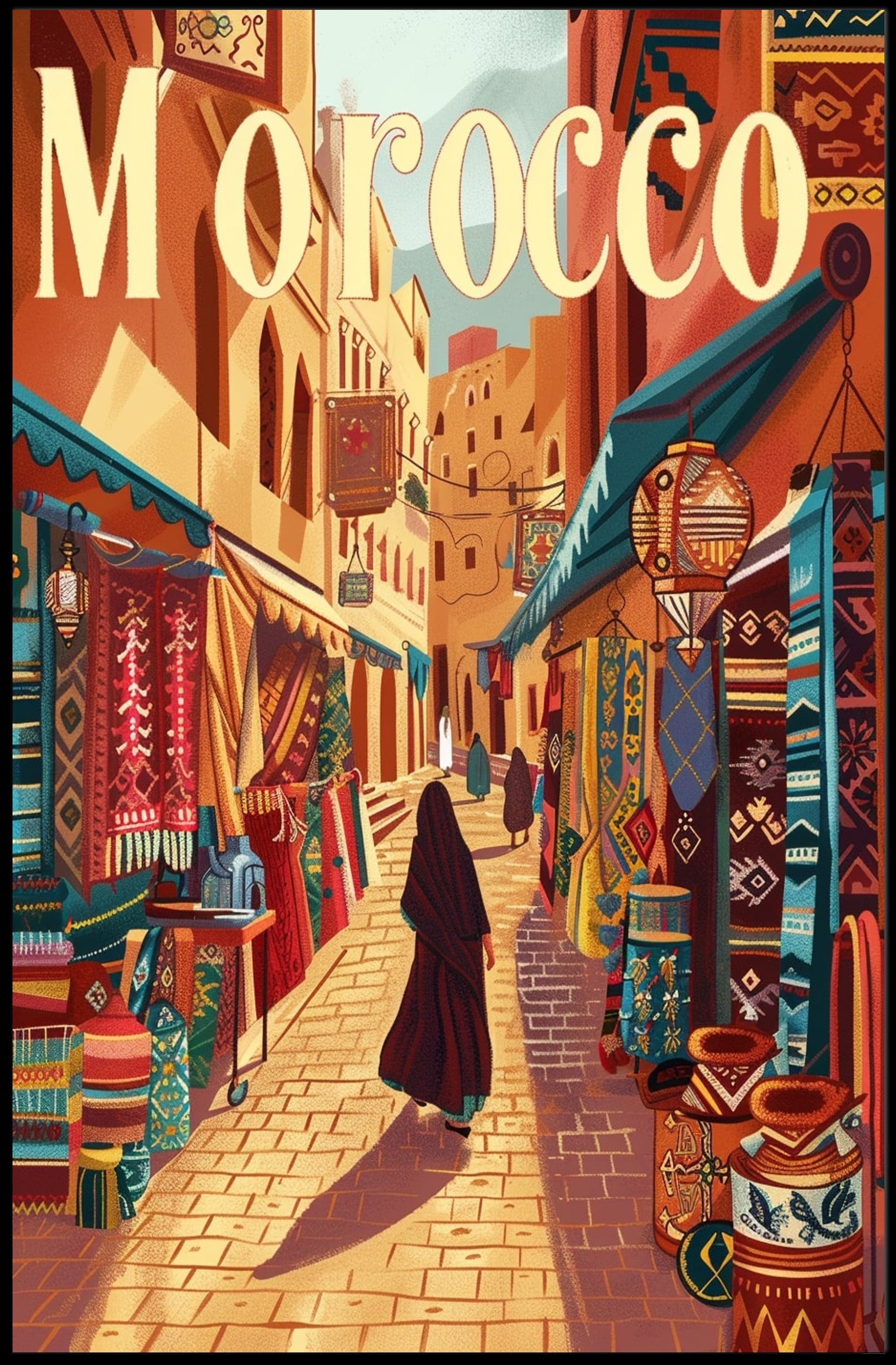 Moroccan Marketplace Vintage Travel Poster PosterGoat