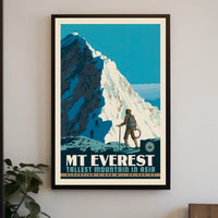 Mount Everest Mid-Century Mountaineering Adventure Travel Poster PosterGoat