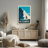Mount Everest Mid-Century Mountaineering Adventure Travel Poster PosterGoat