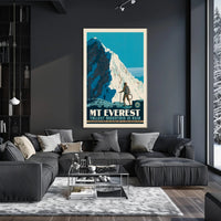 Mount Everest Mid-Century Mountaineering Adventure Travel Poster PosterGoat
