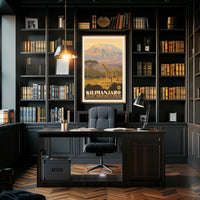 Mount Kilimanjaro Giraffes Retro Travel Poster PosterGoat