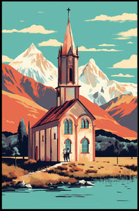 Mountain Church Serenity Travel Poster PosterGoat